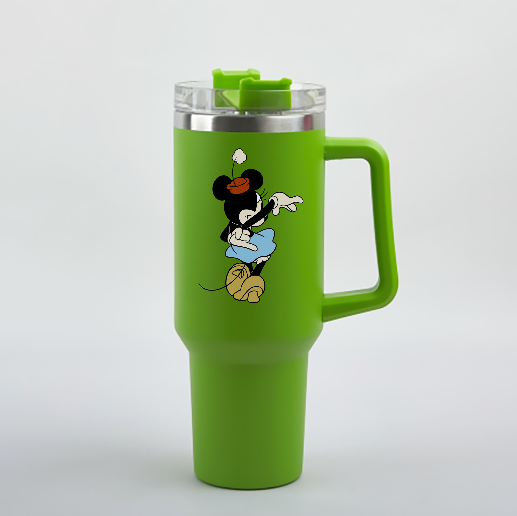 （画像用） ミッキーマウス Mickey Mouse 1200mL車用タンブラー - クリスタルステッカー（プラスチックストロー付き）
